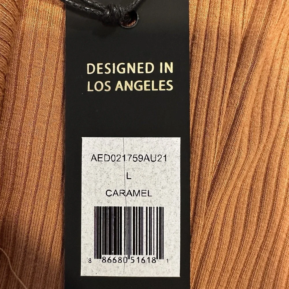 AFRM Size-L Midi Dress Jordana Caramel Long Sleeve Revolve $128
